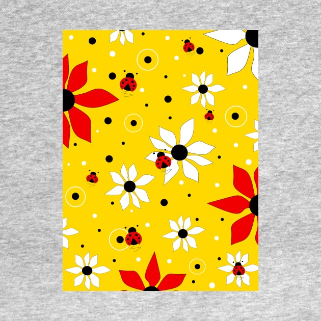 LADYBUGS and Flowers Blooming Paradise - Flowers Art by SartorisArt1